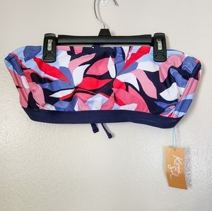 Kona Sol Bikini Top Plus Strapless Tropical Pink and Blue